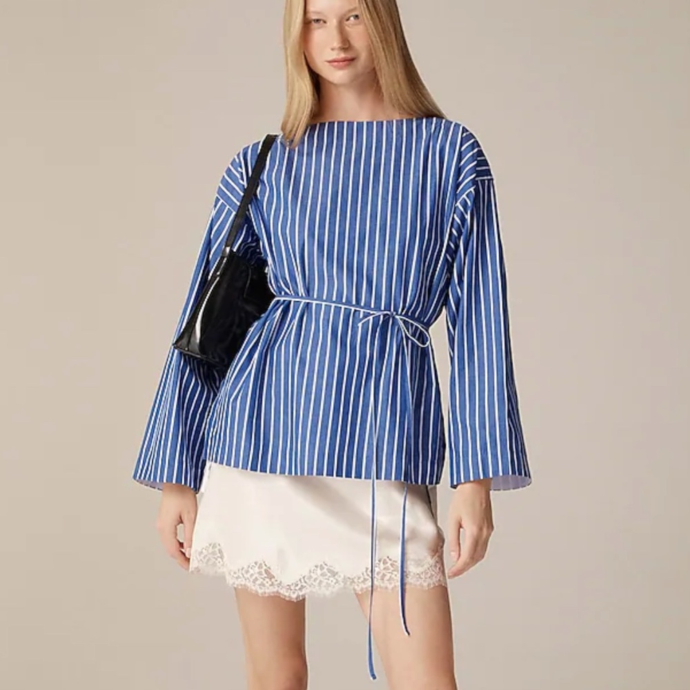 NWT J. Crew striped cotton poplin boatneck top